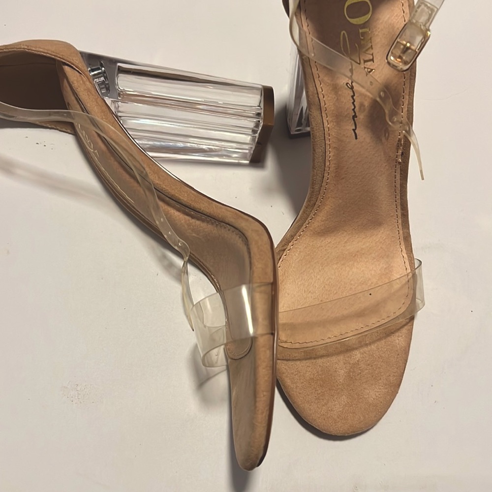 Like New Nude and Clear heels Size 7